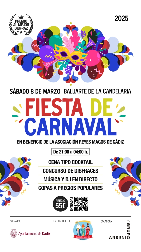 Fiesta Disfraces Carnaval en Beneficio Asociación Reyes Magos Cádiz